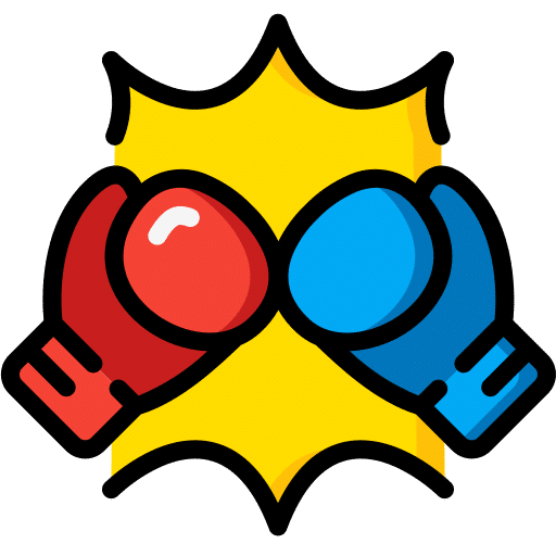 icono de guantes de box sobre un gráfico de explosion