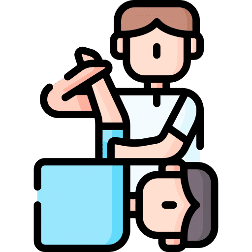 icono de fisioterapeuta realizando terapia a paciente