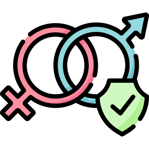 icono de simbolos de genero masculino y fememino con un check de color verde